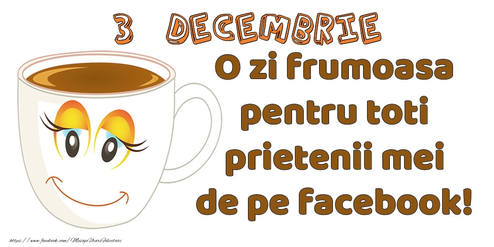 Felicitari de 3 Decembrie - 3 Decembrie: O zi frumoasa pentru toti prietenii mei de pe facebook!