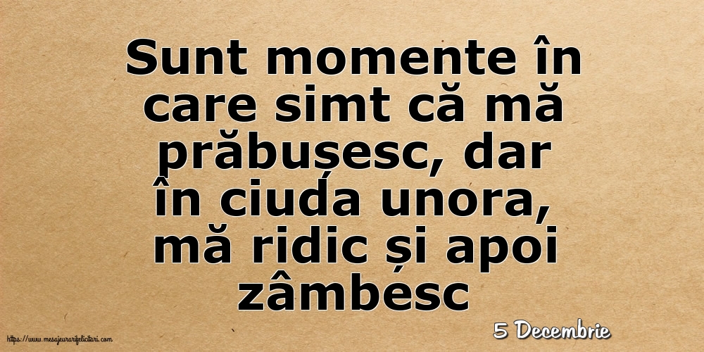 Felicitari de 5 Decembrie - 5 Decembrie - Sunt momente în care simt că mă prăbușesc