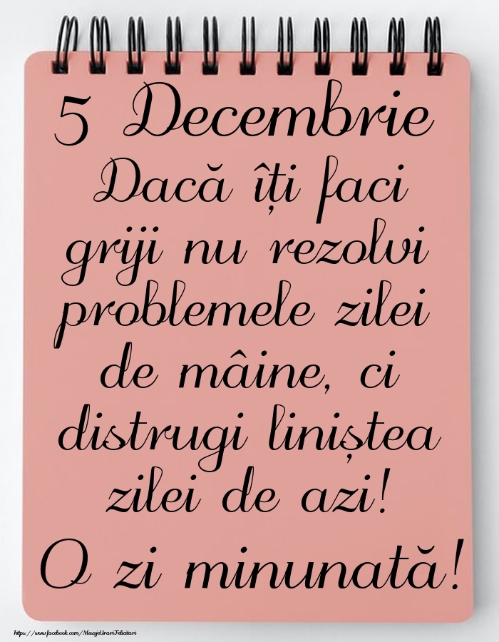 5 Decembrie - Mesajul zilei - O zi minunată!