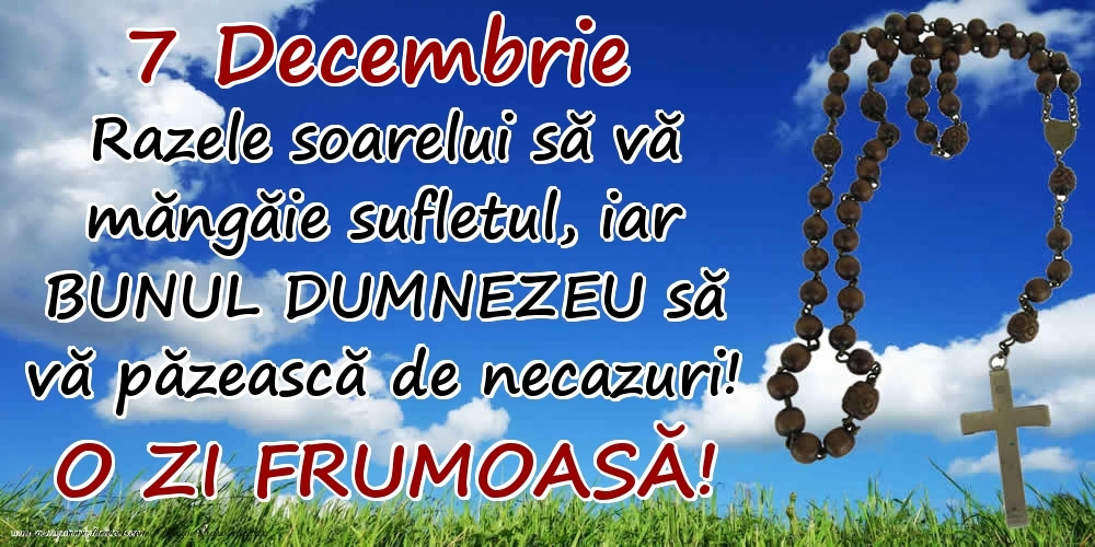 7 Decembrie - Razele soarelui să  vă măngăie sufletul, iar BUNUL DUMNEZEU să vă păzească de necazuri! O zi frumoasă!