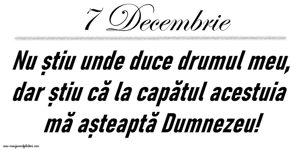 7 Decembrie Nu știu unde duce drumul meu...