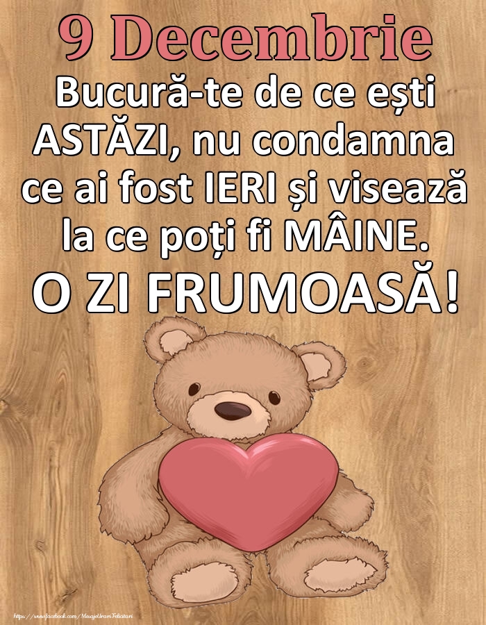 Mesajul zilei de astăzi 9 Decembrie - O zi minunată!