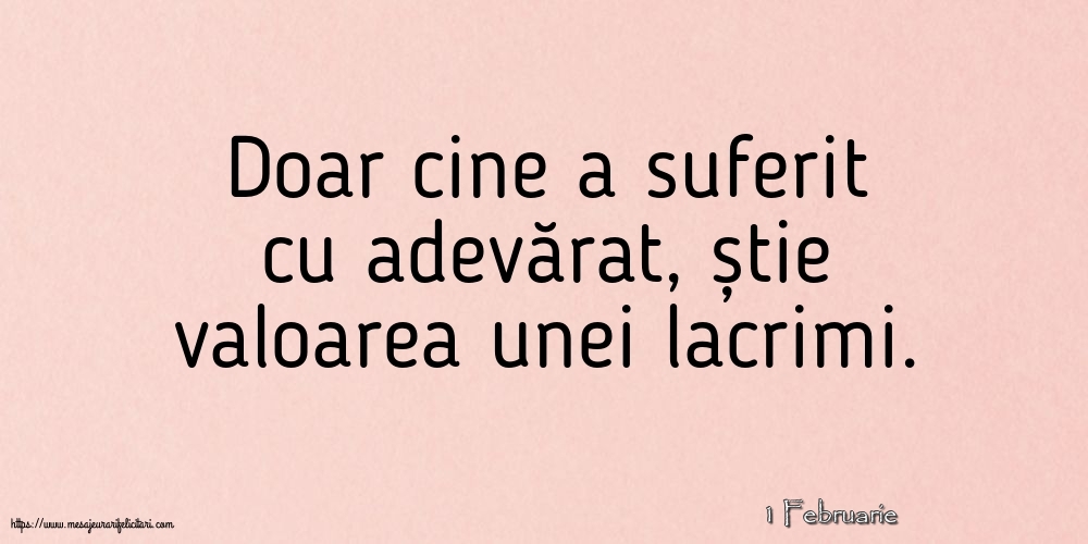 Felicitari de 1 Februarie - 1 Februarie - Doar cine a suferit cu adevărat