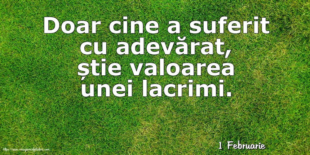 Felicitari de 1 Februarie - 1 Februarie - Doar cine a suferit cu adevărat