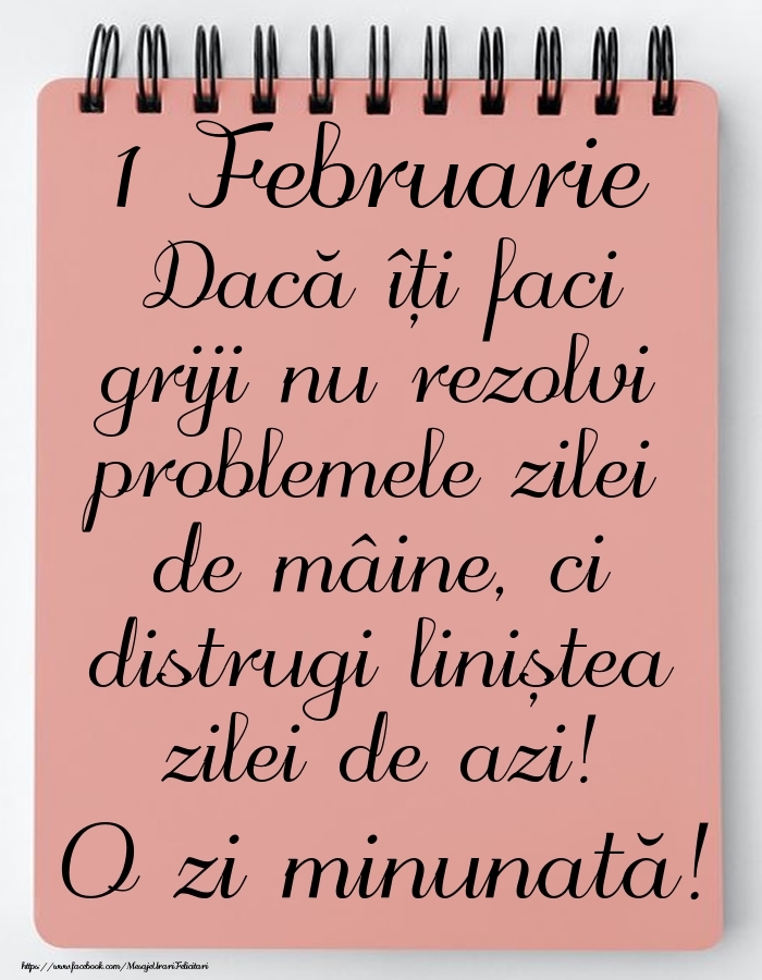 1 Februarie - Mesajul zilei - O zi minunată!