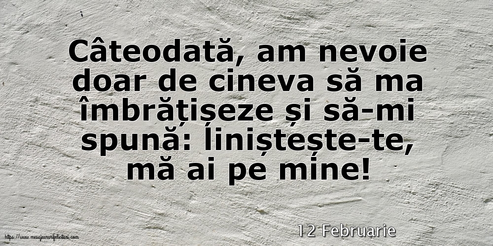 Felicitari de 12 Februarie - 12 Februarie - Liniștește-te, mă ai pe mine!