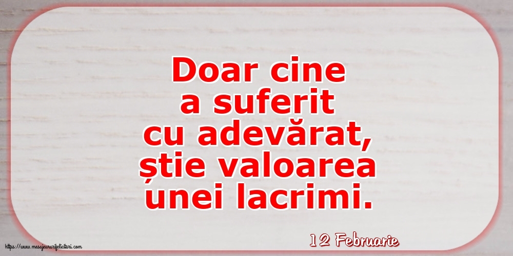 Felicitari de 12 Februarie - 12 Februarie - Doar cine a suferit cu adevărat