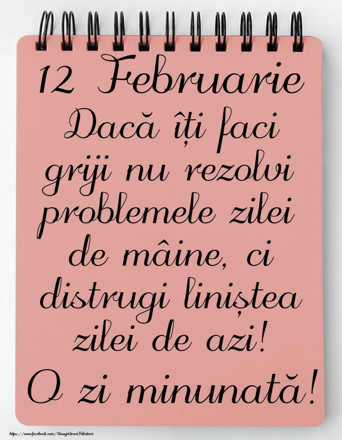 12 Februarie - Mesajul zilei - O zi minunată!