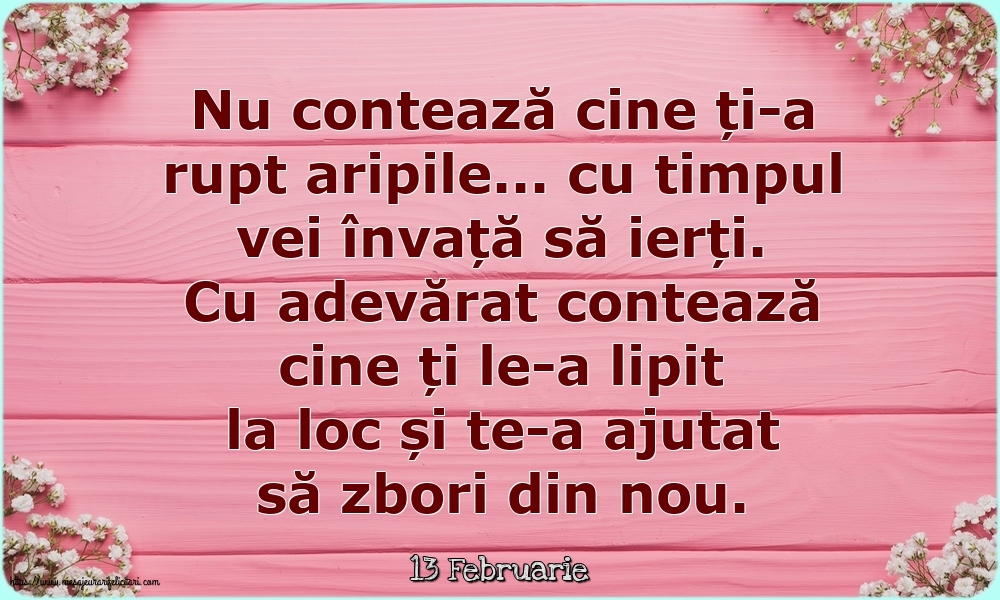 Felicitari de 13 Februarie - 13 Februarie - Nu contează cine ți-a rupt aripile...