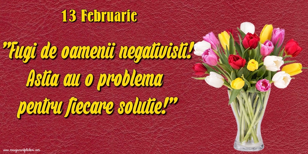 Felicitari de 13 Februarie - 13.Februarie Fugi de oamenii negativisti! Astia au o problemă pentru fiecare soluție!