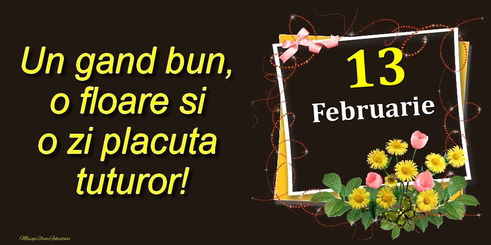 Felicitari de 13 Februarie - Februarie 13 Un gand bun, o floare si o zi placuta tuturor!