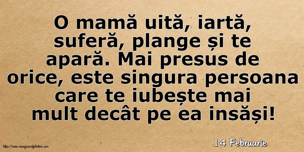 Felicitari de 14 Februarie - 14 Februarie - O mamă uită