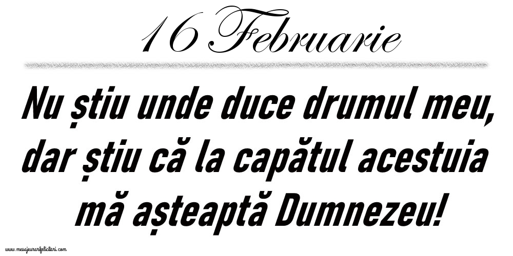 16 Februarie Nu știu unde duce drumul meu...