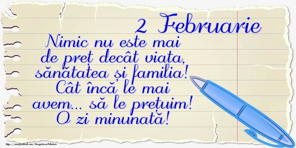 Felicitari de 2 Februarie - Mesajul zilei de astăzi 2 Februarie - O zi minunată!