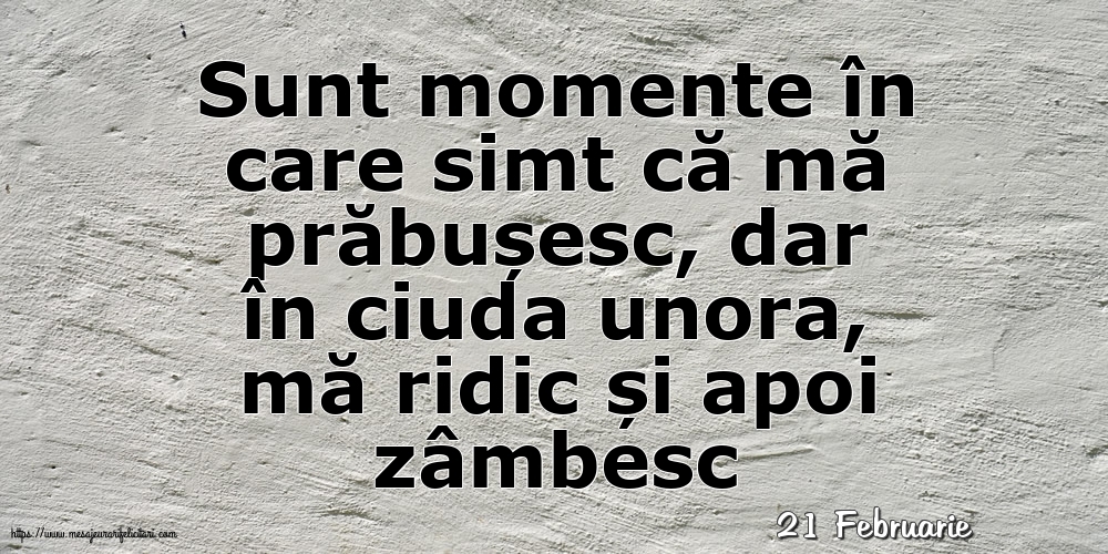 Felicitari de 21 Februarie - 21 Februarie - Sunt momente în care simt că mă prăbușesc