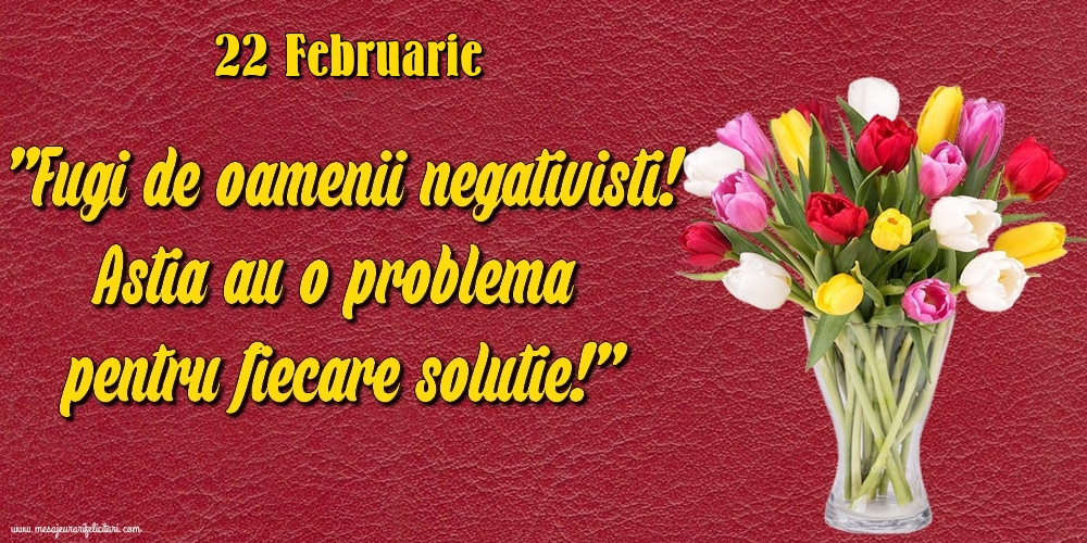Felicitari de 22 Februarie - 22.Februarie Fugi de oamenii negativisti! Astia au o problemă pentru fiecare soluție!