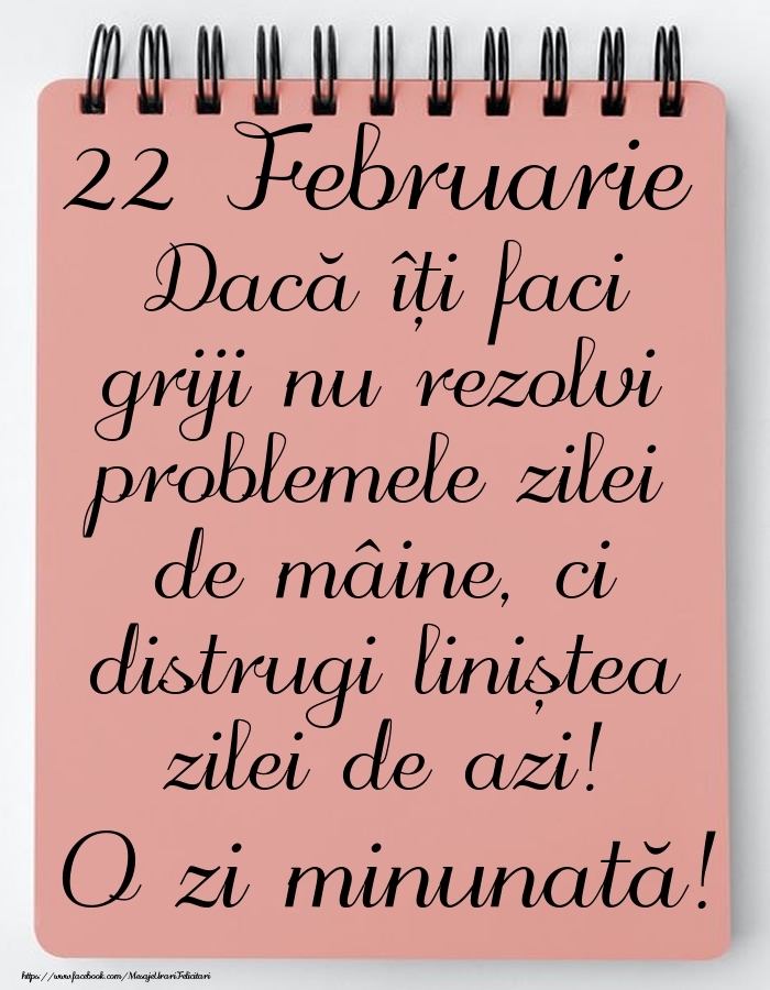 22 Februarie - Mesajul zilei - O zi minunată!