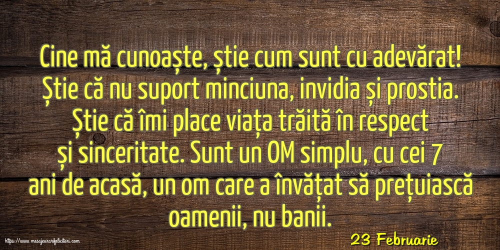 Felicitari de 23 Februarie - 23 Februarie - Cine mă cunoaște