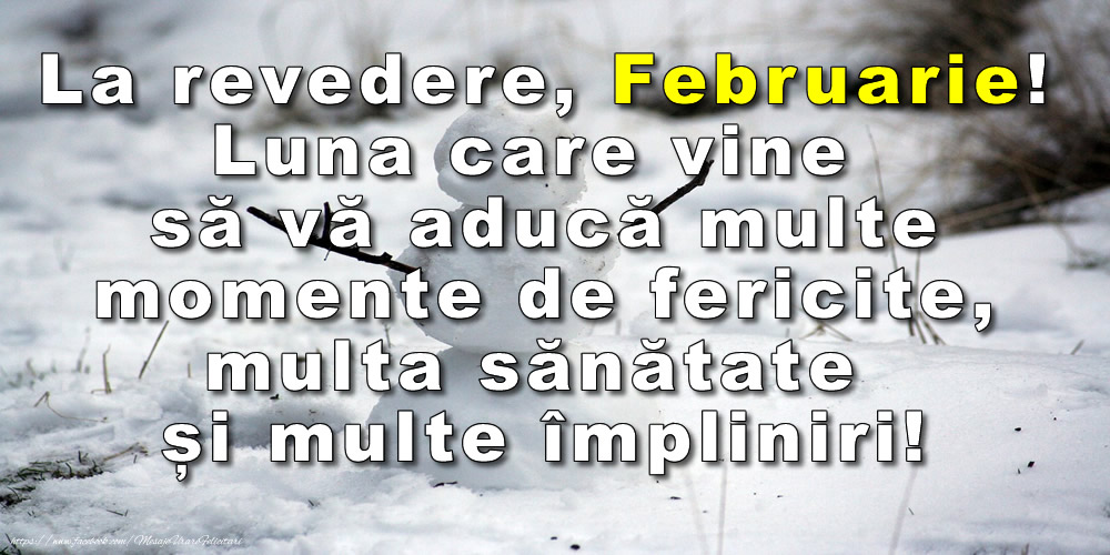 Felicitari de 28 Februarie - La revedere, Februarie! Luna care vine să vă aducă multe momente de fericite, multa sănătate și multe împliniri!