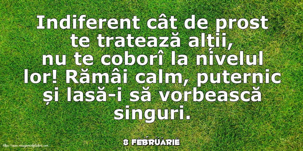 Felicitari de 8 Februarie - 8 Februarie - Indiferent cât de prost te tratează alții