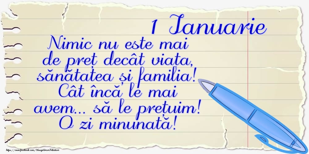 Felicitari de 1 Ianuarie - Mesajul zilei de astăzi 1 Ianuarie - O zi minunată!