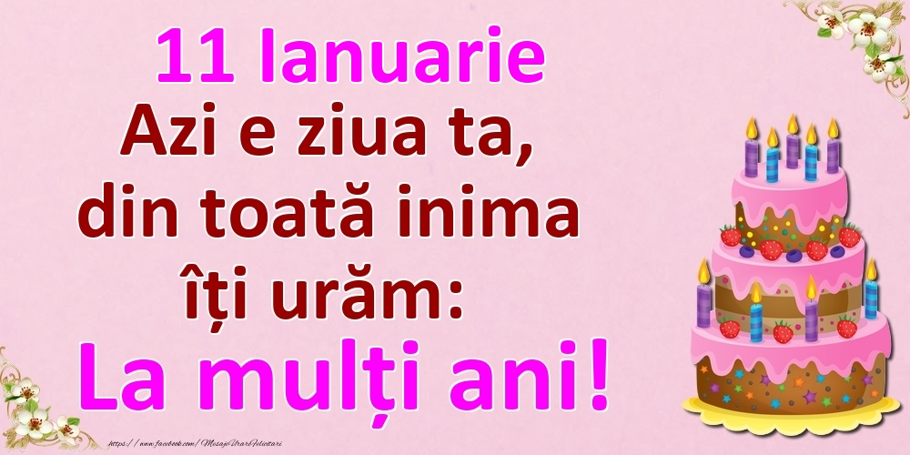 11 Ianuarie Azi e ziua ta, din toată inima îți urăm: La mulți ani!