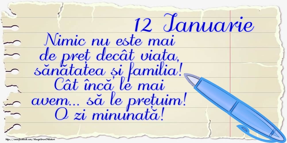 Mesajul zilei de astăzi 12 Ianuarie - O zi minunată!