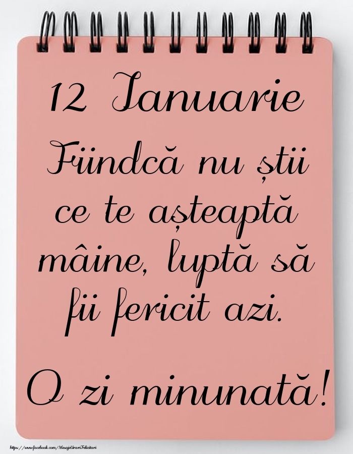 Felicitari de 12 Ianuarie - Mesajul zilei -  12 Ianuarie - O zi minunată!