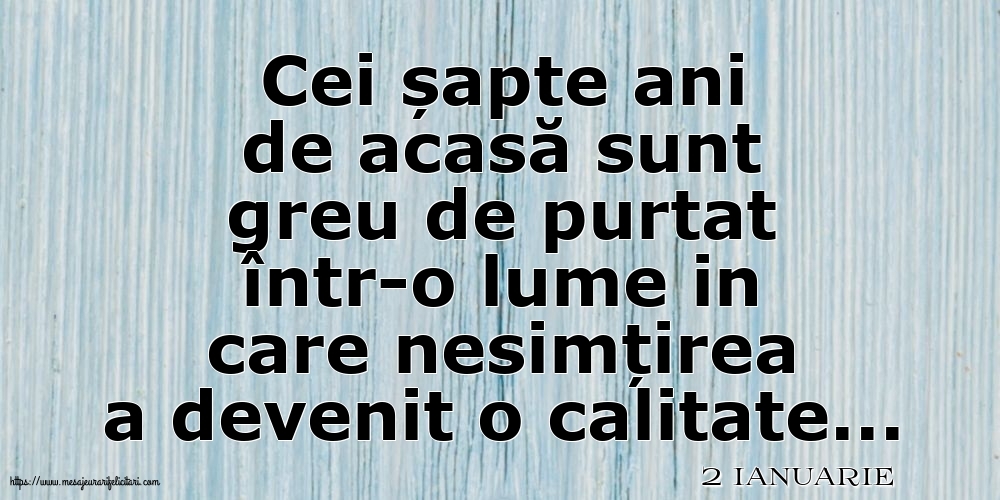 2 Ianuarie - Cei șapte ani de acasă