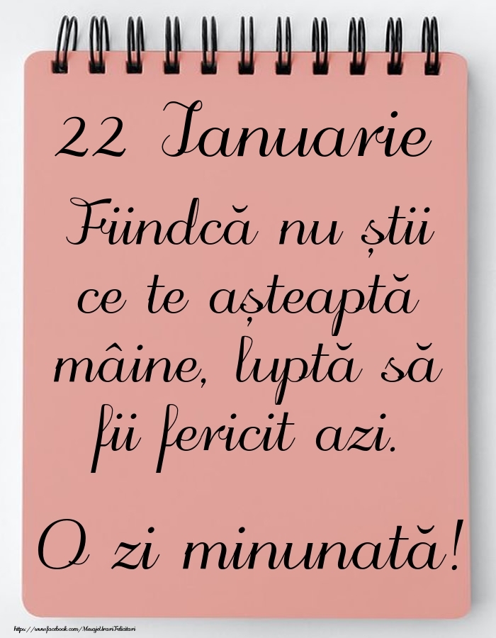 Mesajul zilei -  22 Ianuarie - O zi minunată!