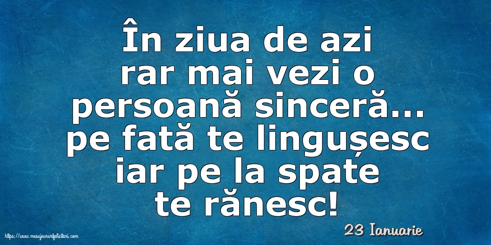 Felicitari de 23 Ianuarie - 23 Ianuarie - În ziua de azi rar mai vezi o persoană sinceră