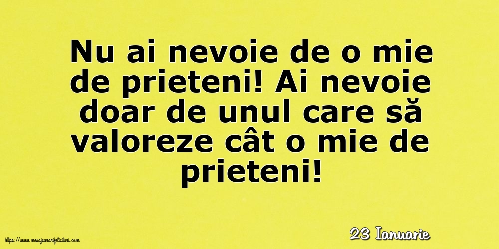 Felicitari de 23 Ianuarie - 23 Ianuarie - Nu ai nevoie de o mie de prieteni!