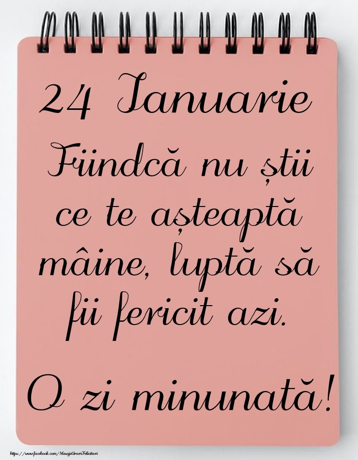 Mesajul zilei -  24 Ianuarie - O zi minunată!