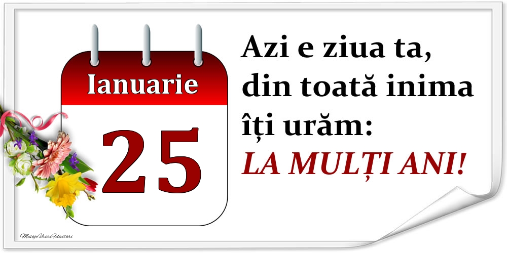 Felicitari de 25 Ianuarie - Ianuarie 25 Azi e ziua ta, din toată inima îți urăm: LA MULȚI ANI!