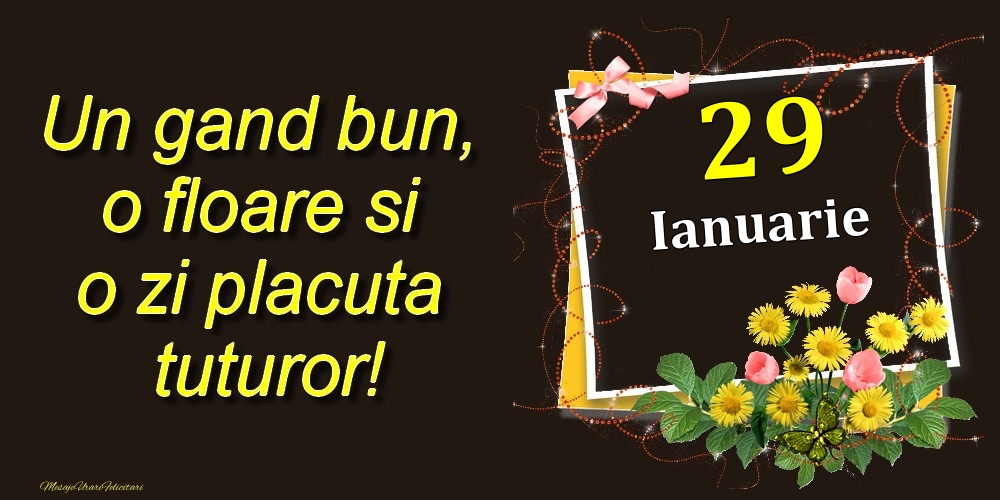 Felicitari de 29 Ianuarie - Ianuarie 29 Un gand bun, o floare si o zi placuta tuturor!