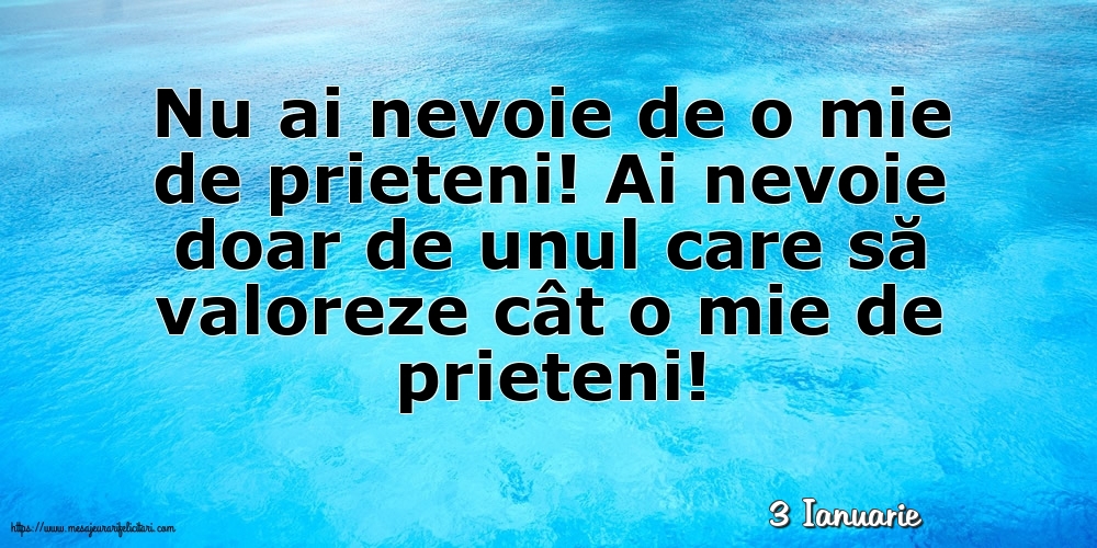 Felicitari de 3 Ianuarie - 3 Ianuarie - Nu ai nevoie de o mie de prieteni!