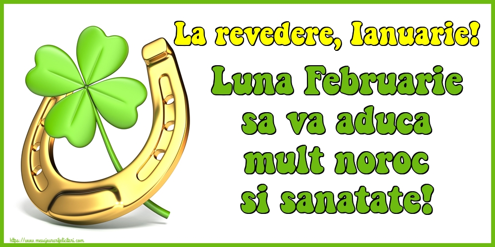 Felicitari de 31 Ianuarie - La revedere, Ianuarie! Luna Februarie sa va aduca mult noroc si sanatate!