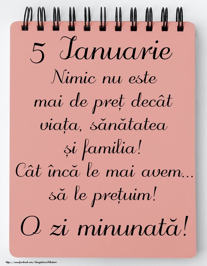 Felicitari de 5 Ianuarie - Mesajul zilei de astăzi 5 Ianuarie - O zi minunată!