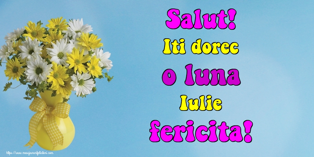 Felicitari de 1 Iulie - Salut! Iti dorec o luna Iulie fericita!