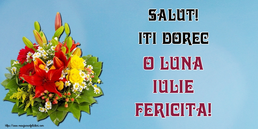 Felicitari de 1 Iulie - Salut! Iti dorec o luna Iulie fericita!