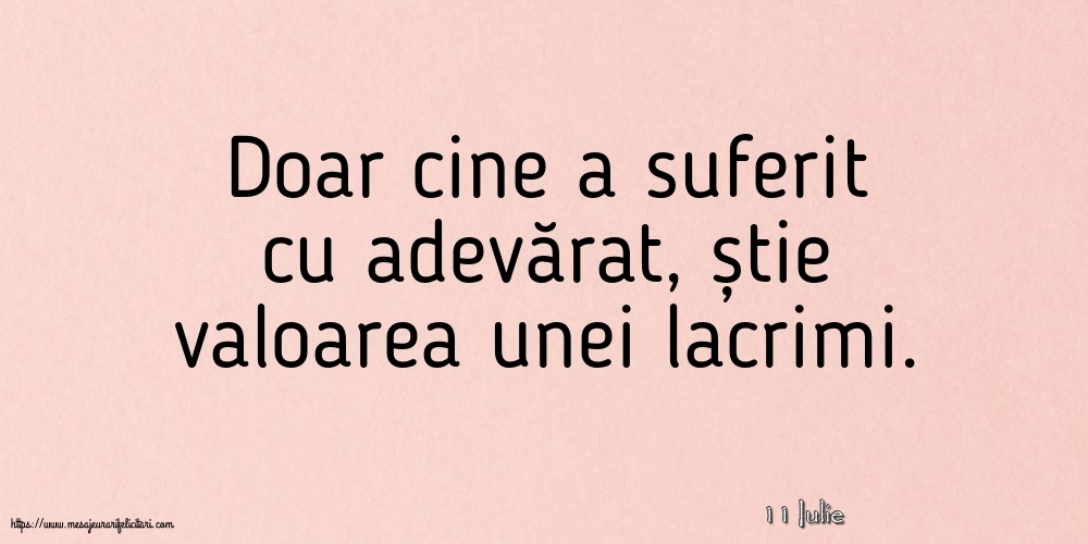 Felicitari de 11 Iulie - 11 Iulie - Doar cine a suferit cu adevărat