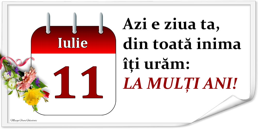 Iulie 11 Azi e ziua ta, din toată inima îți urăm: LA MULȚI ANI!