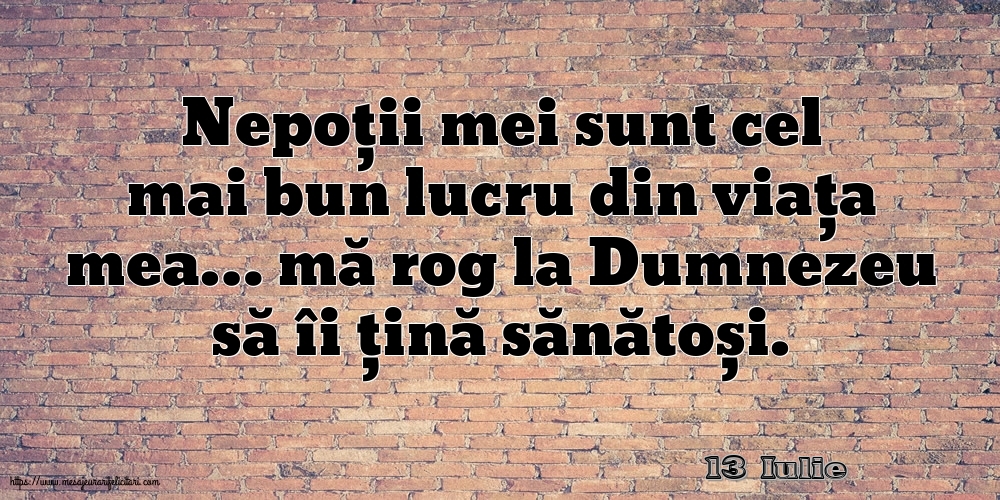 Felicitari de 13 Iulie - 13 Iulie - Nepoții mei sunt cel mai bun lucru din viața mea…