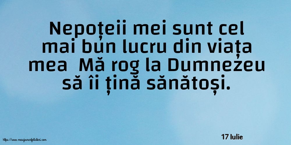 Felicitari de 17 Iulie - 17 Iulie - Nepoțeii mei sunt cel mai bun lucru