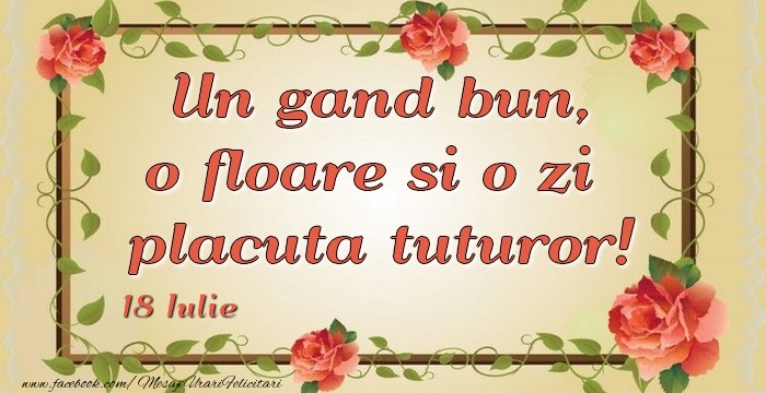 Un gand bun, o floare si o zi  placuta tuturor! 18Iulie