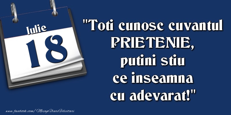 Toti cunosc cuvantul PRIETENIE, putini stiu ce inseamna cu adevarat! 18 Iulie