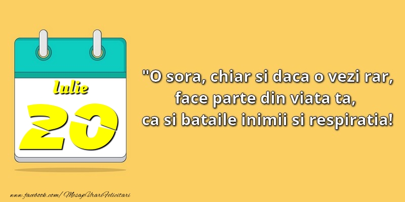 O soră, chiar şi dacă o vezi rar, face parte din viata ta, ca şi bătăile inimii şi respiraţia! 20Iulie