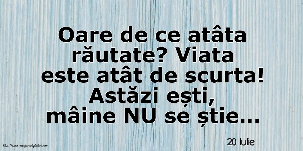 20 Iulie - Oare de ce atâta răutate?