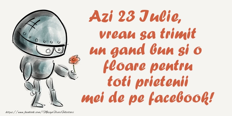 Azi 23 Iulie, vreau sa trimit un gand bun si o floare pentru toti prietenii mei de pe facebook!