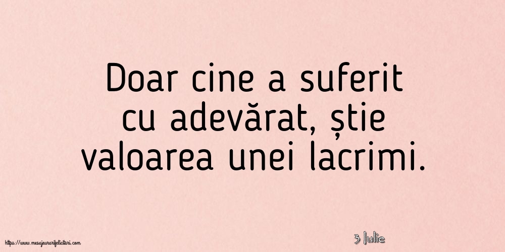 Felicitari de 3 Iulie - 3 Iulie - Doar cine a suferit cu adevărat